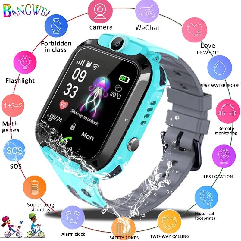 2019BANGWEI Smart watch LBS Kid Smart Watches Baby Watch for Children SOS Call Location Finder Locator Tracker Anti Lost Watches