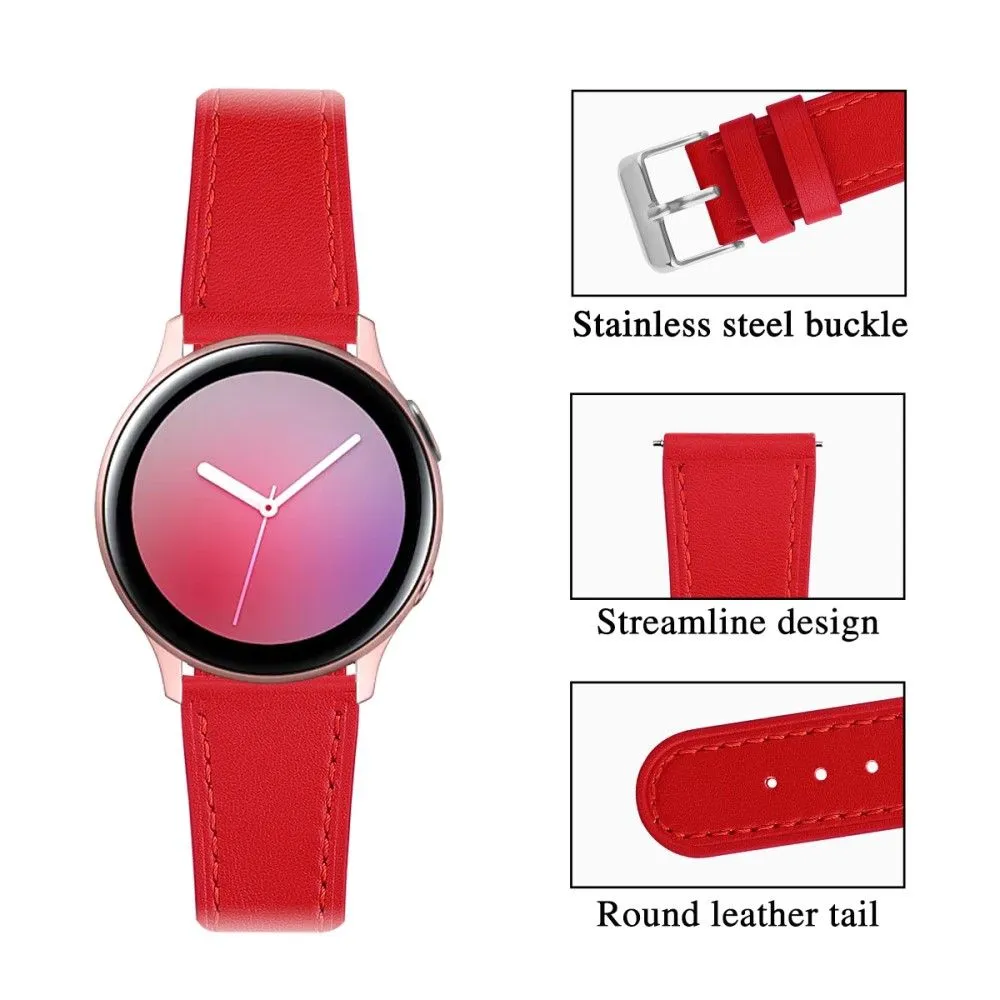 20mm Universal cowhide genuine leather watch strap - Red