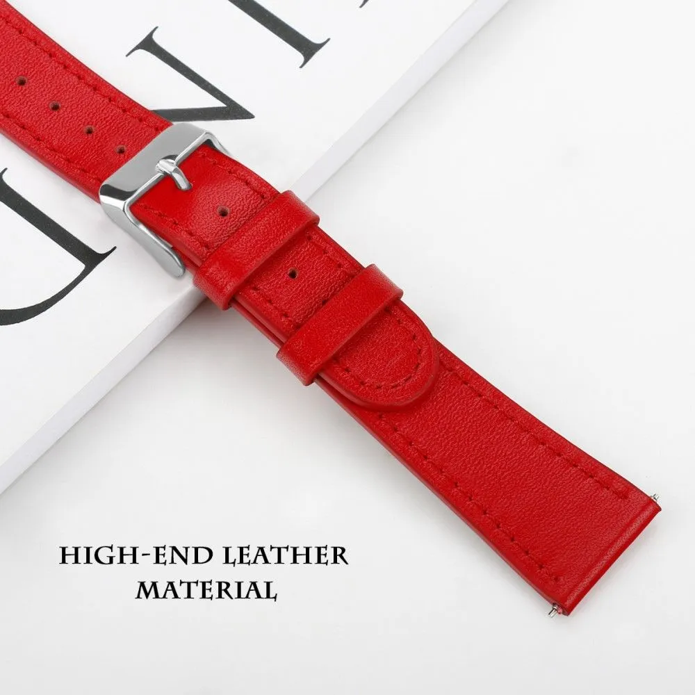 20mm Universal cowhide genuine leather watch strap - Red
