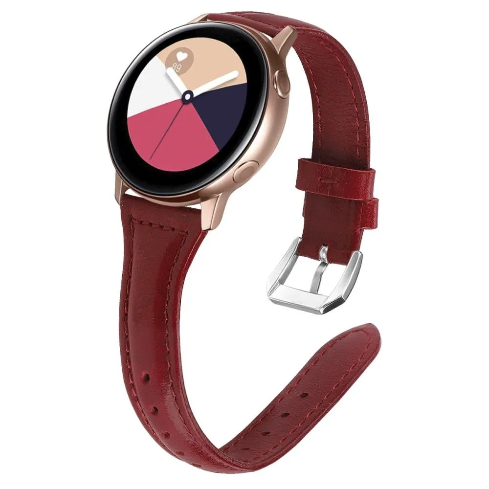 22mm Universal simple genuine leather watch strap with - Red