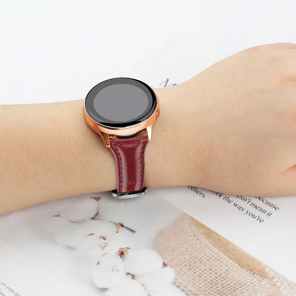 22mm Universal simple genuine leather watch strap with - Red