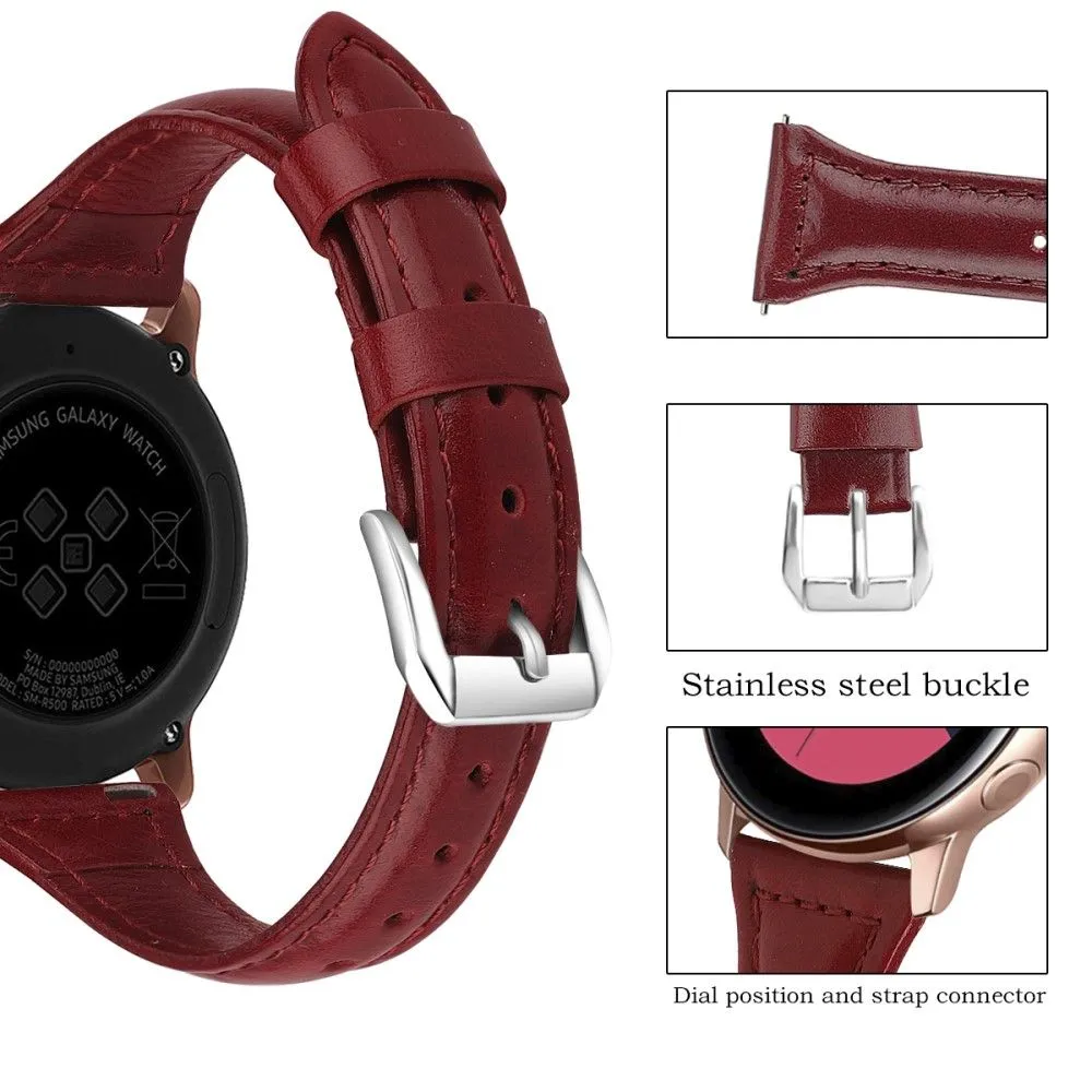 22mm Universal simple genuine leather watch strap with - Red