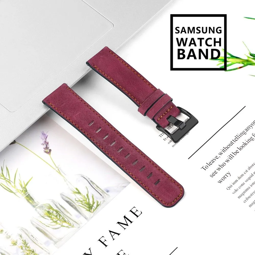 22mm Universal vintage genuine leather watch strap - Rose