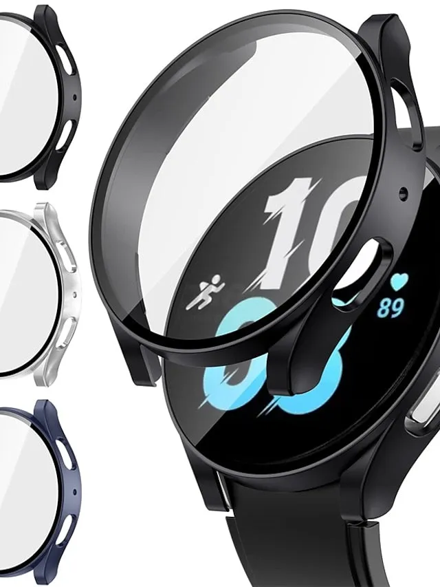 3 Pack Watch Case with Screen Protector Compatible with Samsung Galaxy Watch 5 40mm / Watch 5 44mm / Watch 4 40mm / Watch 4 44mm Scratch Resistant Rugged Bumper Full Cover Tempered Glass / Hard PC