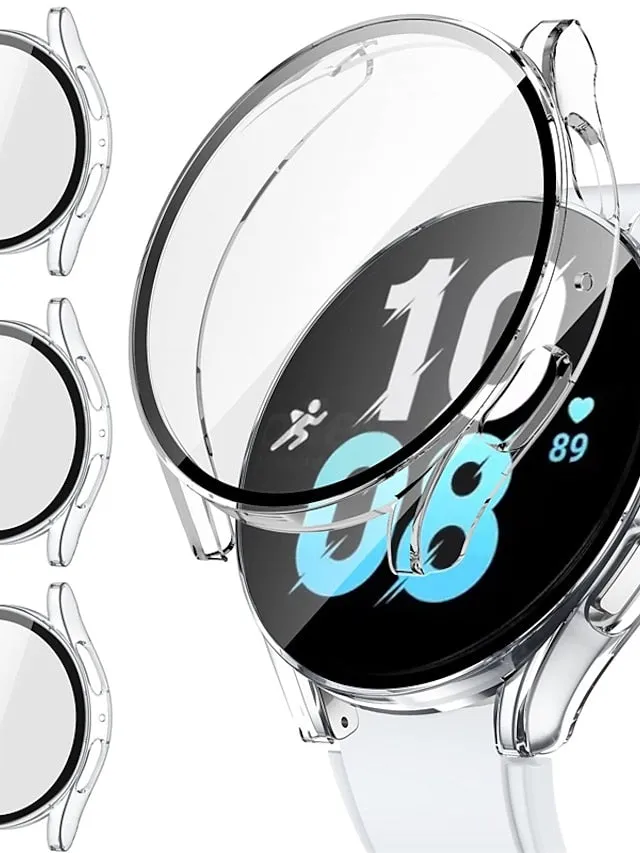 3 Pack Watch Case with Screen Protector Compatible with Samsung Galaxy Watch 5 40mm / Watch 5 44mm / Watch 4 40mm / Watch 4 44mm Scratch Resistant Rugged Bumper Full Cover Tempered Glass / Hard PC