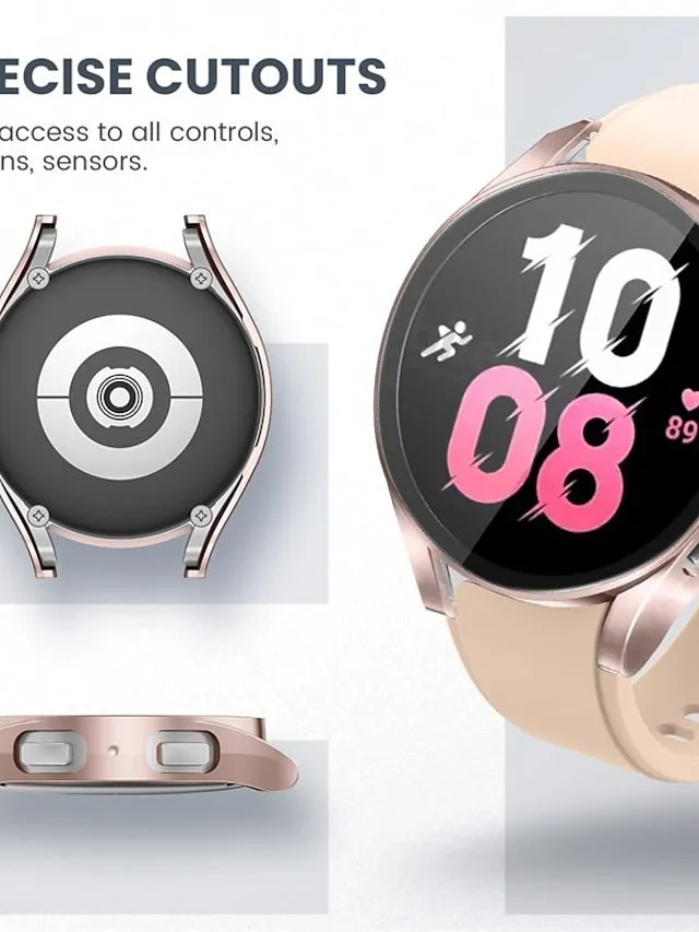 3 Pack Watch Case with Screen Protector Compatible with Samsung Galaxy Watch 5 40mm / Watch 5 44mm / Watch 4 40mm / Watch 4 44mm Scratch Resistant Rugged Bumper Full Cover Tempered Glass / Hard PC