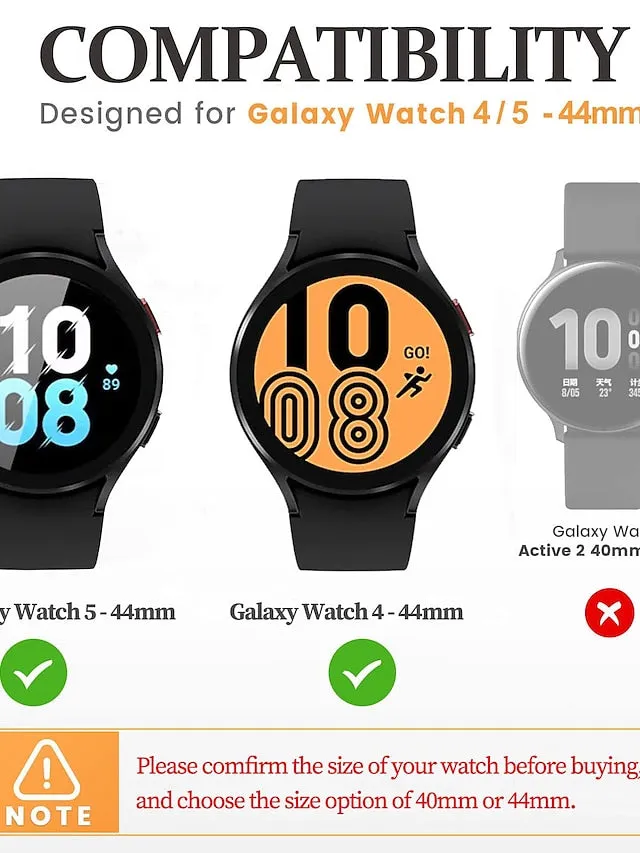 3 Pack Watch Case with Screen Protector Compatible with Samsung Galaxy Watch 5 40mm / Watch 5 44mm / Watch 4 40mm / Watch 4 44mm Scratch Resistant Rugged Bumper Full Cover Tempered Glass / Hard PC