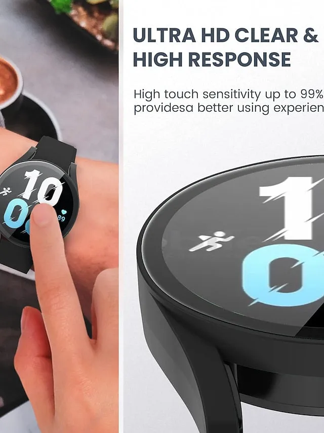 3 Pack Watch Case with Screen Protector Compatible with Samsung Galaxy Watch 5 40mm / Watch 5 44mm / Watch 4 40mm / Watch 4 44mm Scratch Resistant Rugged Bumper Full Cover Tempered Glass / Hard PC