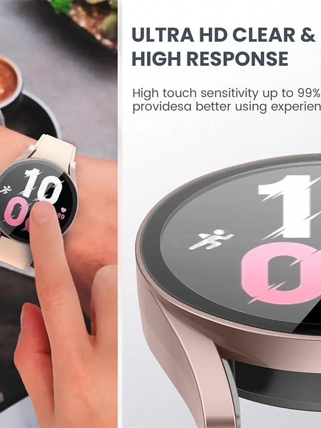 3 Pack Watch Case with Screen Protector Compatible with Samsung Galaxy Watch 5 40mm / Watch 5 44mm / Watch 4 40mm / Watch 4 44mm Scratch Resistant Rugged Bumper Full Cover Tempered Glass / Hard PC
