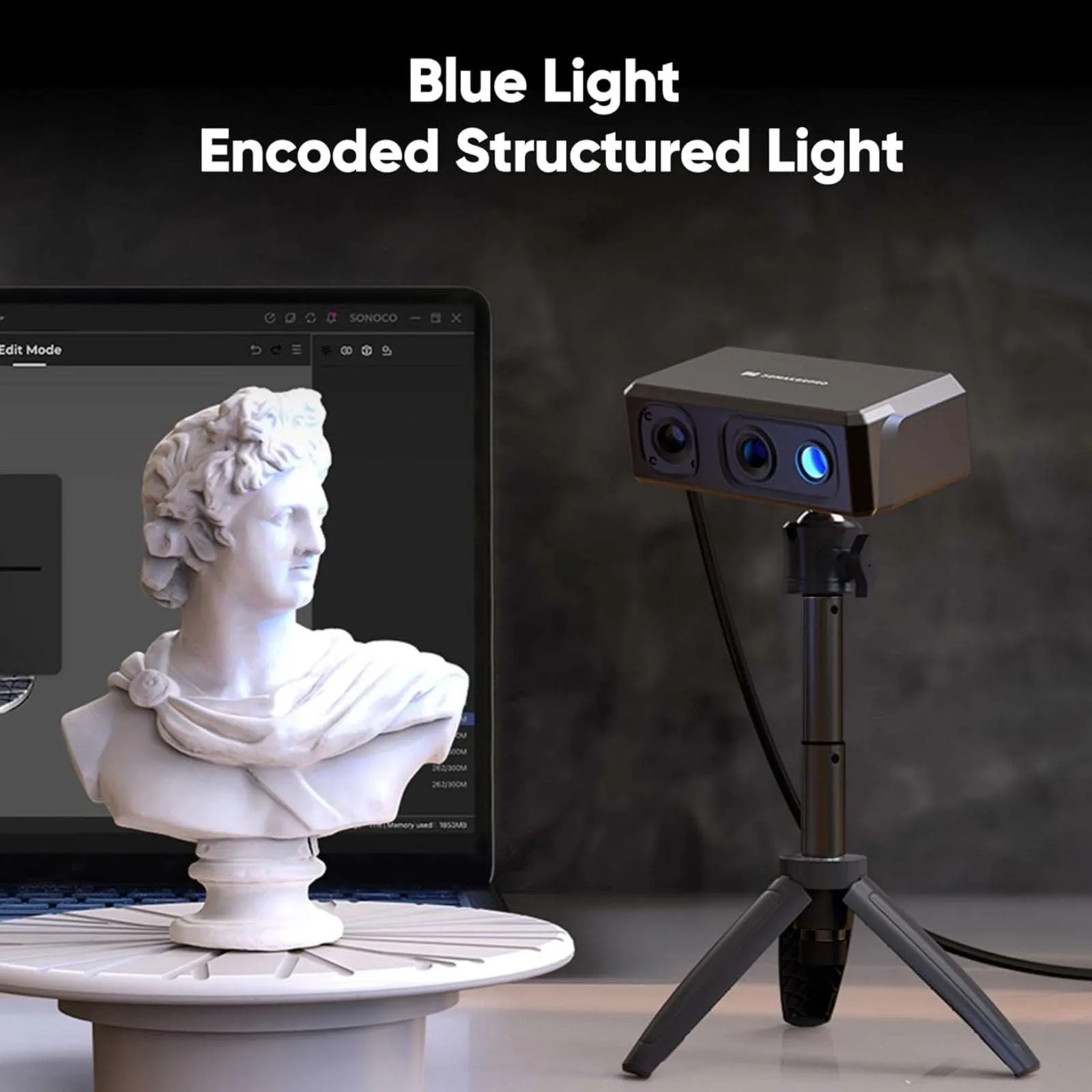3DMakerpro Seal Lite 3D Scanner for 3d Printing and Modeling, 0.02mm Accuracy 10 Fps Scan Speed, Anti-Shake Lenses