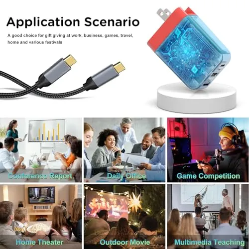 67W USB C Charger Dock for Nintendo Switch/OLED, Portable Travel TV Docking Station with 4K HDMI/USB2.0/PD Charging Port, Fast Charging Adapter with USB-C Cable for Laptop, Mobile Phone, Steam Deck