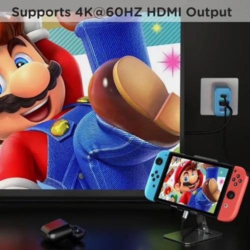 67W USB C Charger Dock for Nintendo Switch/OLED, Portable Travel TV Docking Station with 4K HDMI/USB2.0/PD Charging Port, Fast Charging Adapter with USB-C Cable for Laptop, Mobile Phone, Steam Deck
