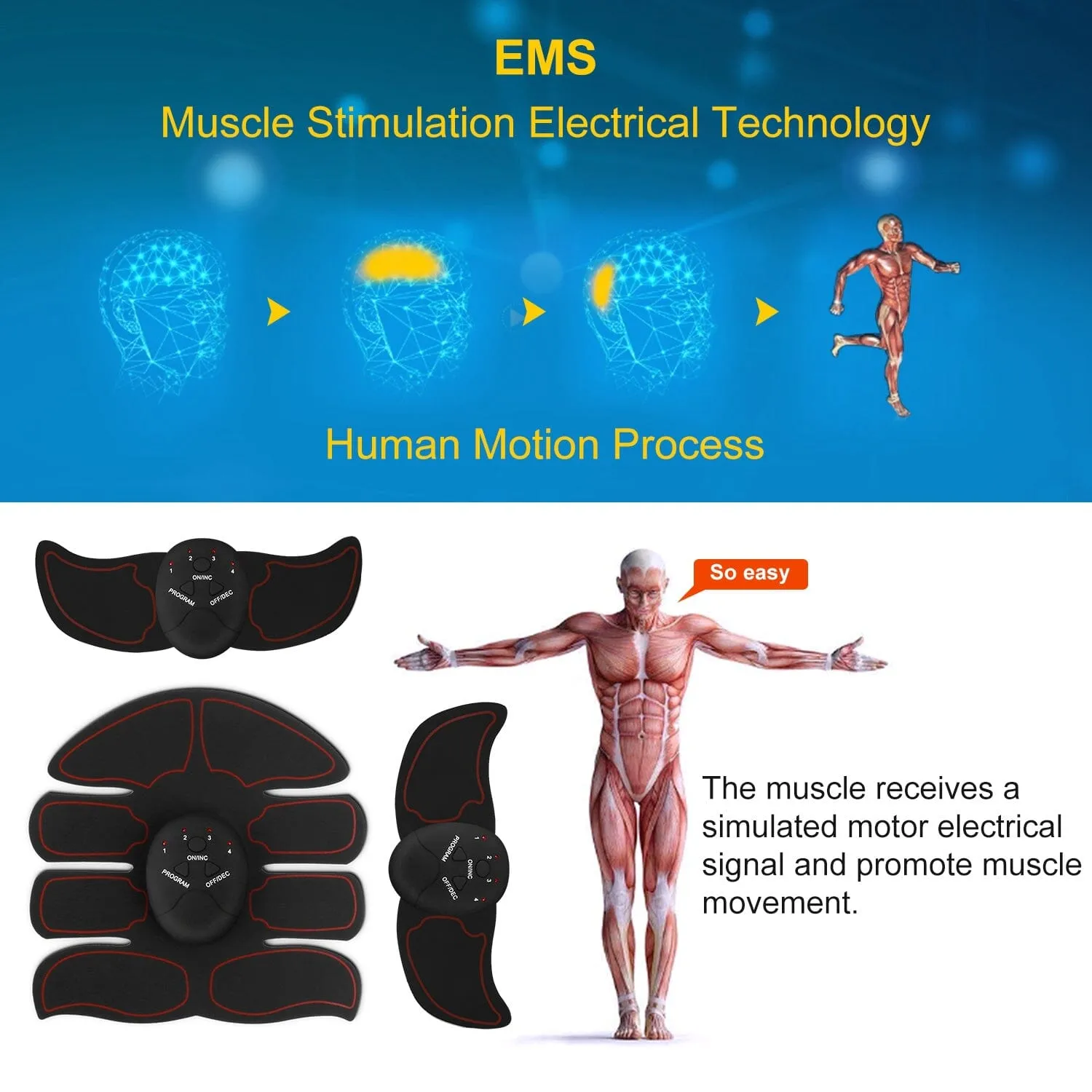 Abs Stimulator Muscle Toner EMS with 6 Modes