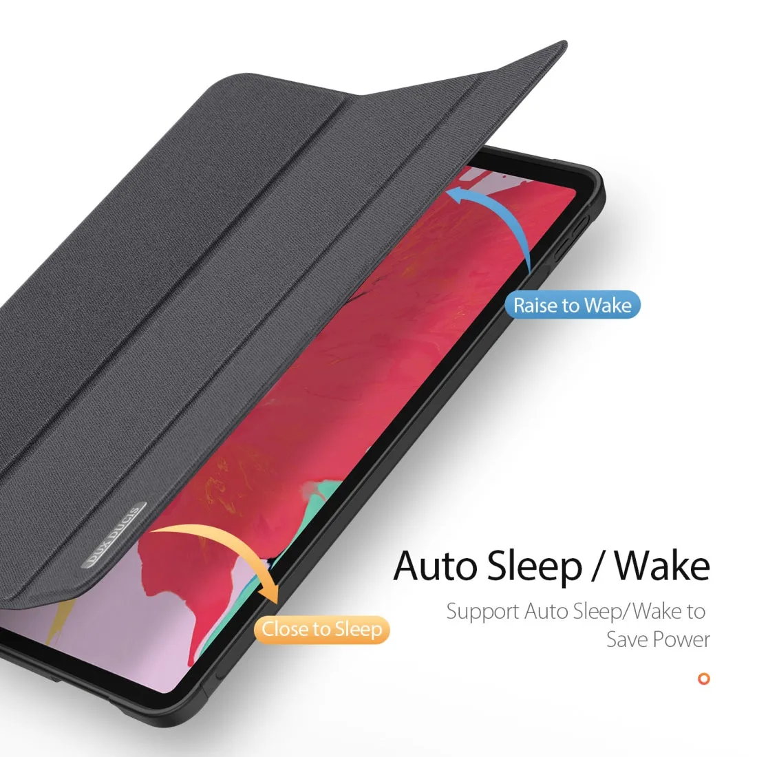 AMZER Horizontal PU Leather Case With Three-folding Holder & Pen Slot for iPad Pro 12.9 (4th/5th Gen) - Black