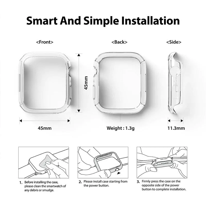 Apple Watch Series 9/8/7 (45mm) Slim Clear and Blue Case By Ringke