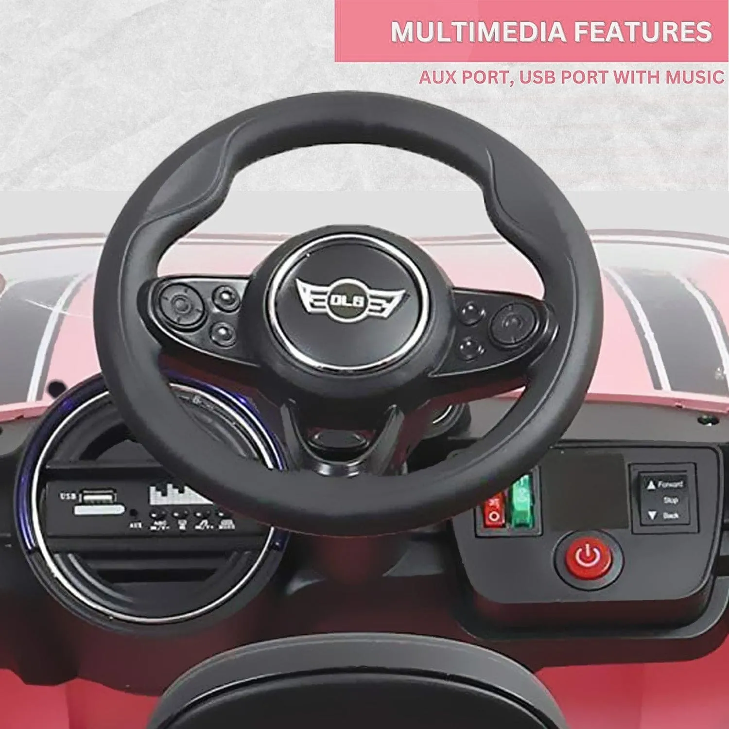 Baby Moo Mini Cooper Electric Ride-On Car for Kids | Rechargeable 12V Battery | Remote Control | USB MP3 Player | Ages 1-5 - Pink