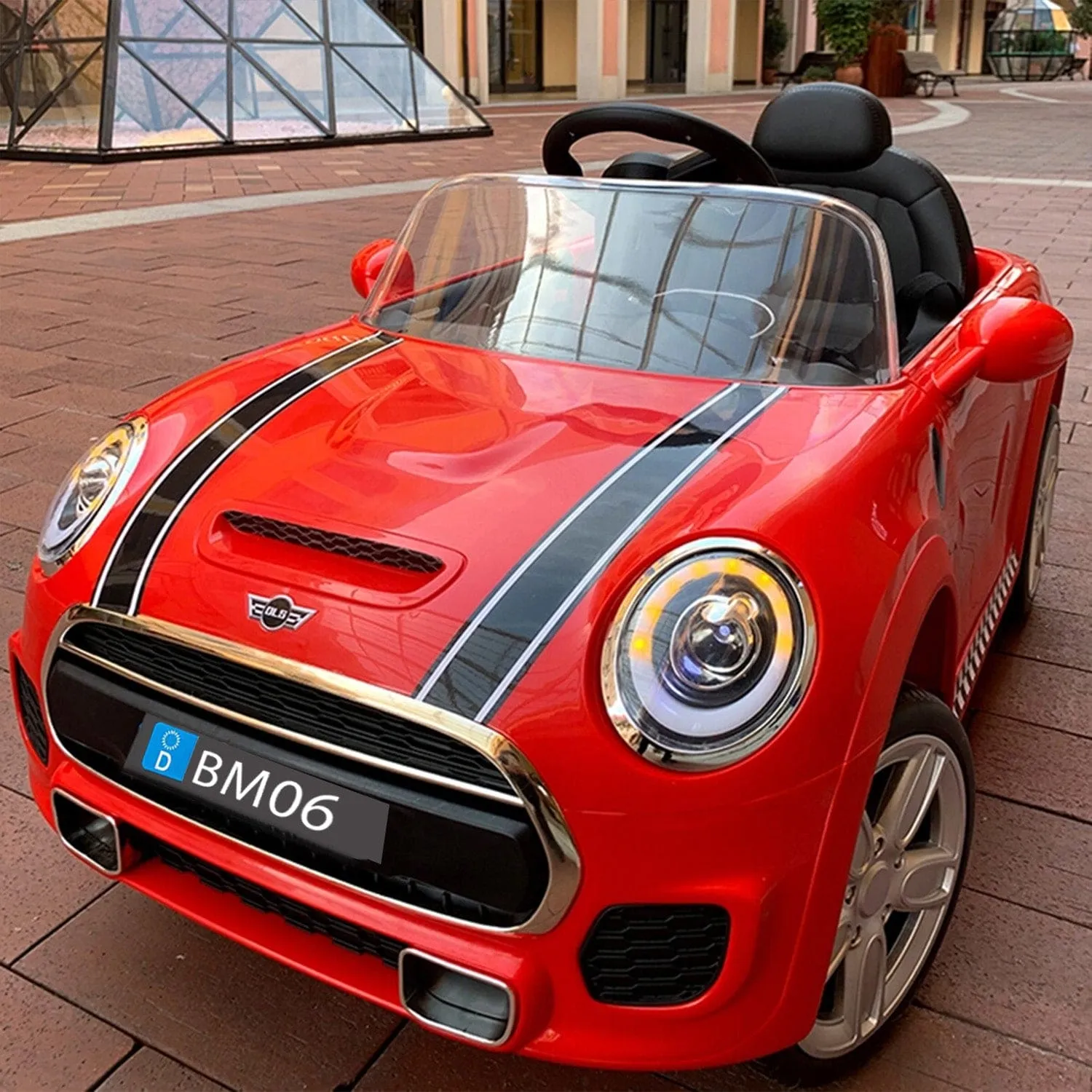 Baby Moo Mini Cooper Electric Ride-On Car for Kids | Rechargeable 12V Battery | Remote Control | USB MP3 Player | Ages 1-5 - Red
