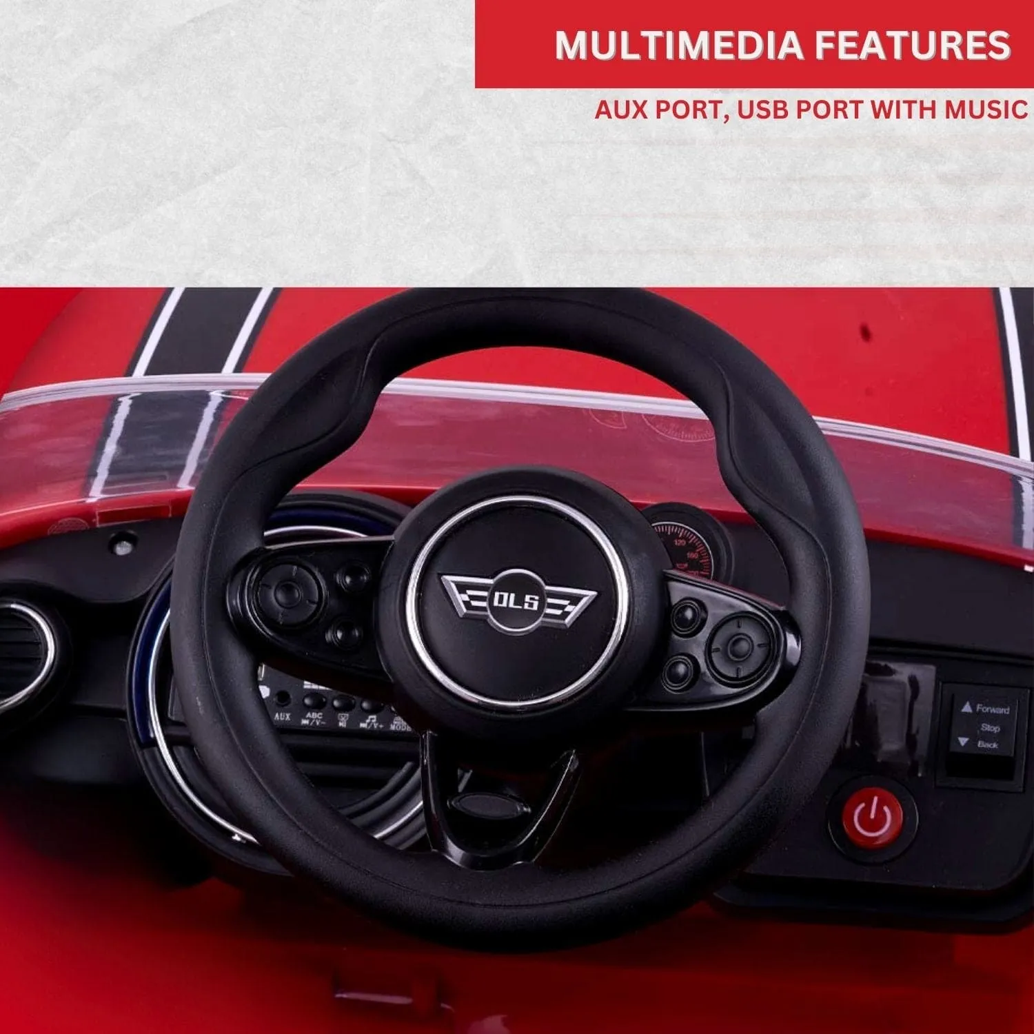 Baby Moo Mini Cooper Electric Ride-On Car for Kids | Rechargeable 12V Battery | Remote Control | USB MP3 Player | Ages 1-5 - Red