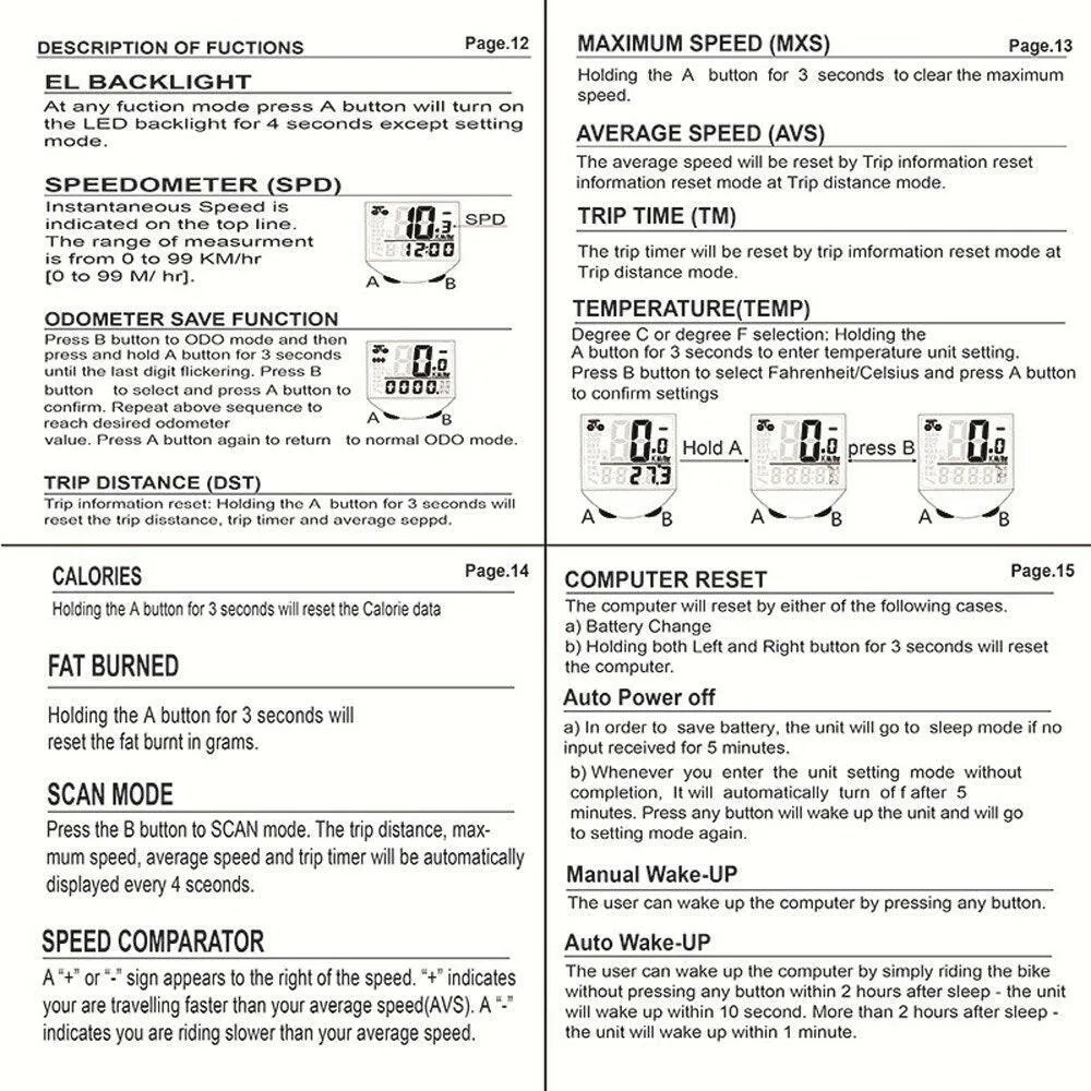 Bike Speed Meter Digital Bike Computer Multifunction Waterproof Sports Sensors Bicycles Computer Speedometer with Bracket waterproof Odometer Night Light
