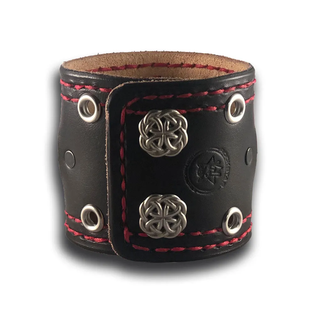 Black Apple iWatch Leather Cuff Watch Band with Celtic Snaps