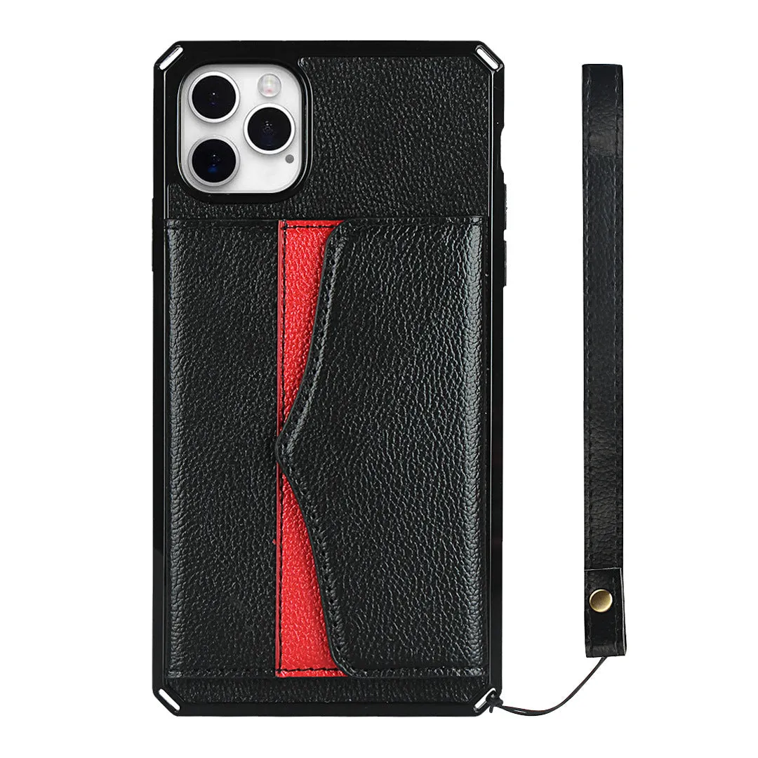 Black iPhone 12/12 Pro Shockproof phone case for card slot wallet