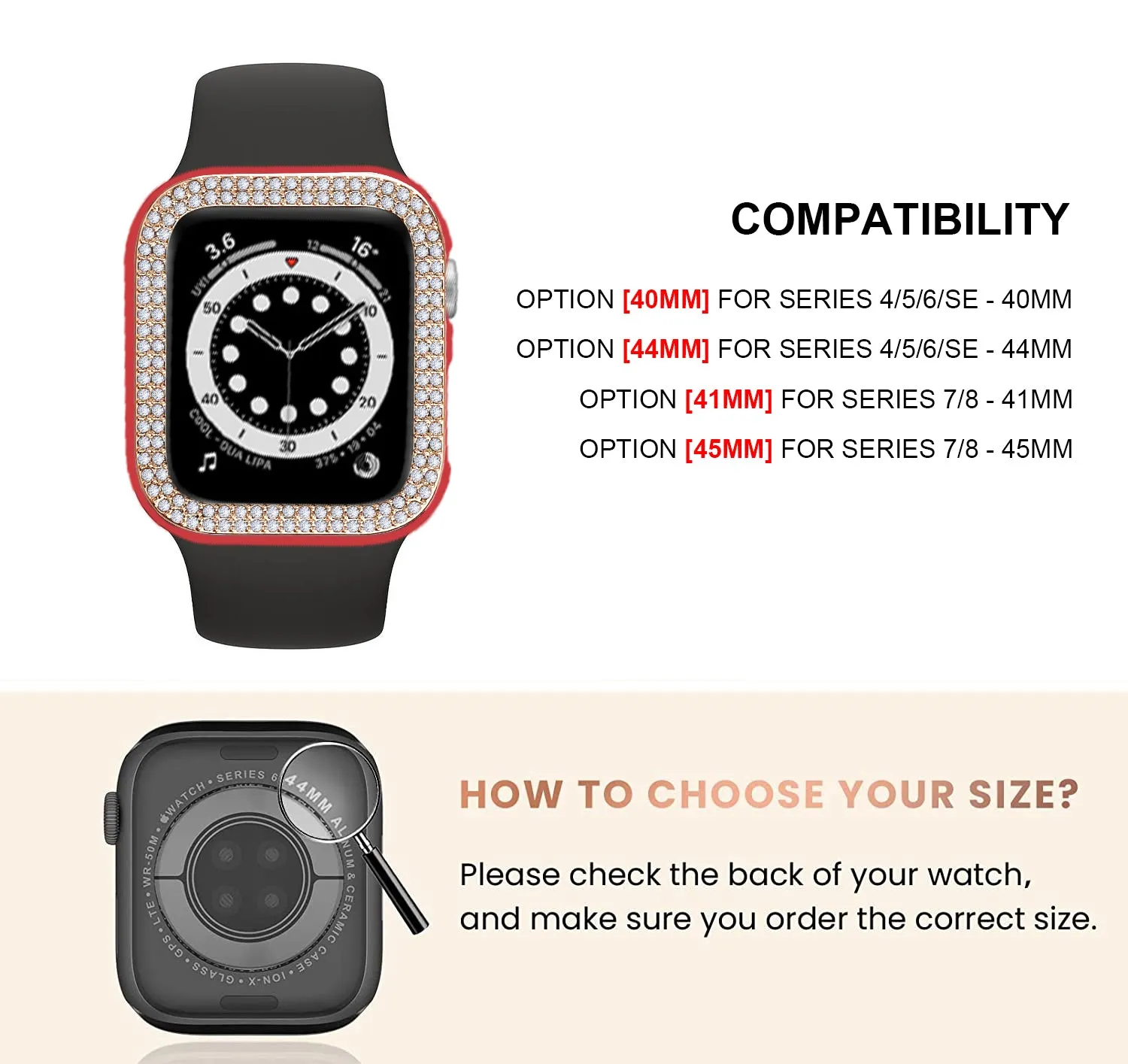 Bling Bumper Case for Apple Watch-Red