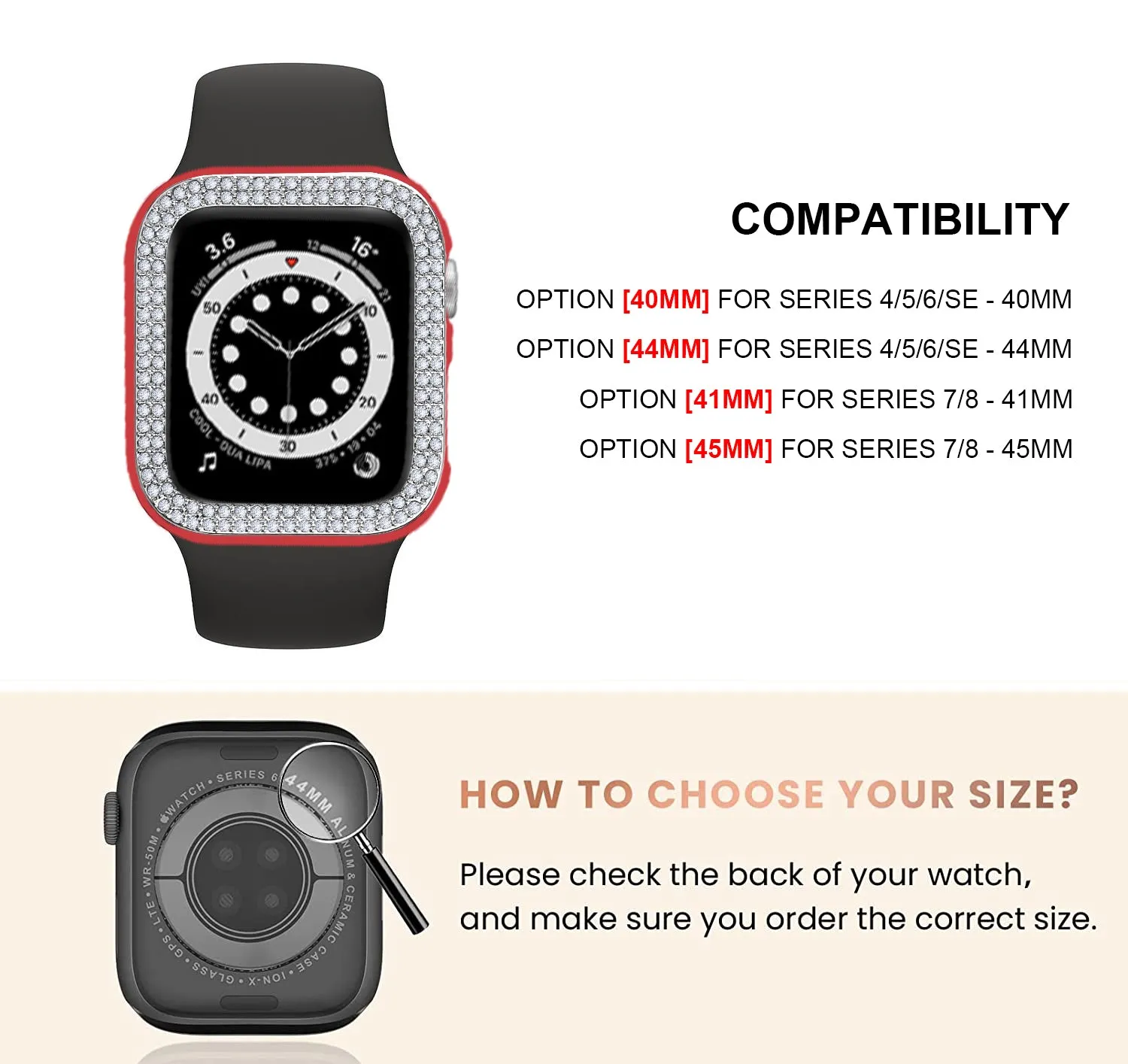 Bling Bumper Case for Apple Watch-Red