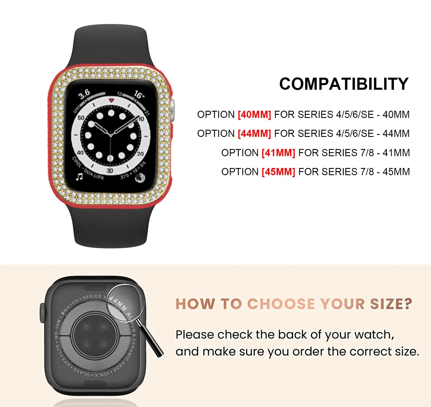 Bling Bumper Case for Apple Watch-Red