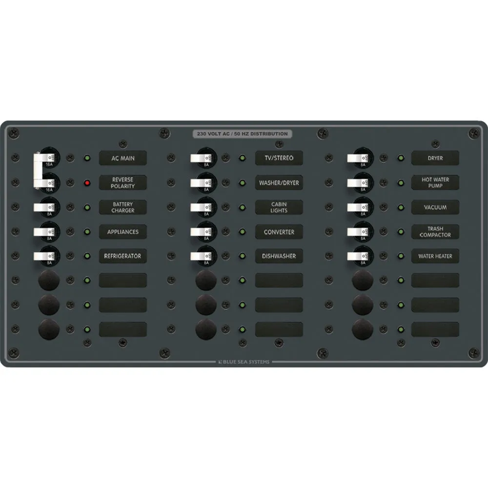 Blue Sea 8565 Breaker Panel - AC Main   22 Positions (European) - White