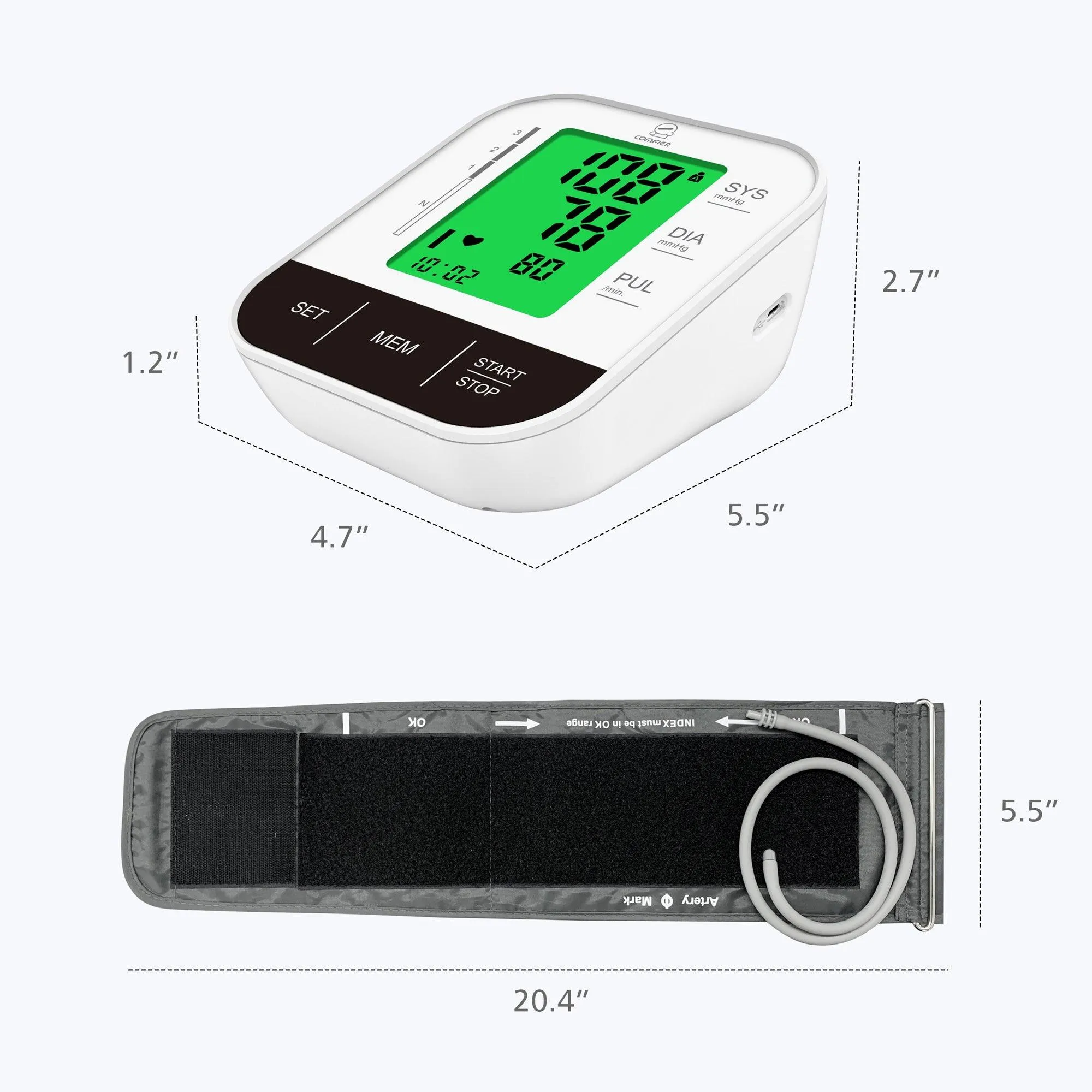 Comfier Arm Blood Pressure Monitor & Blood Pressure Cuff Machine - B15S