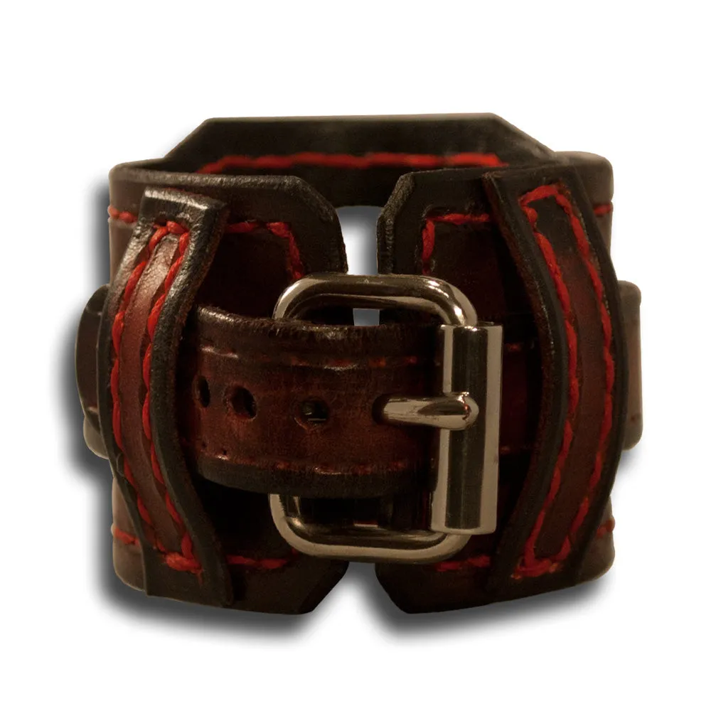 Crimson Stressed Samsung Leather Cuff Watch Band