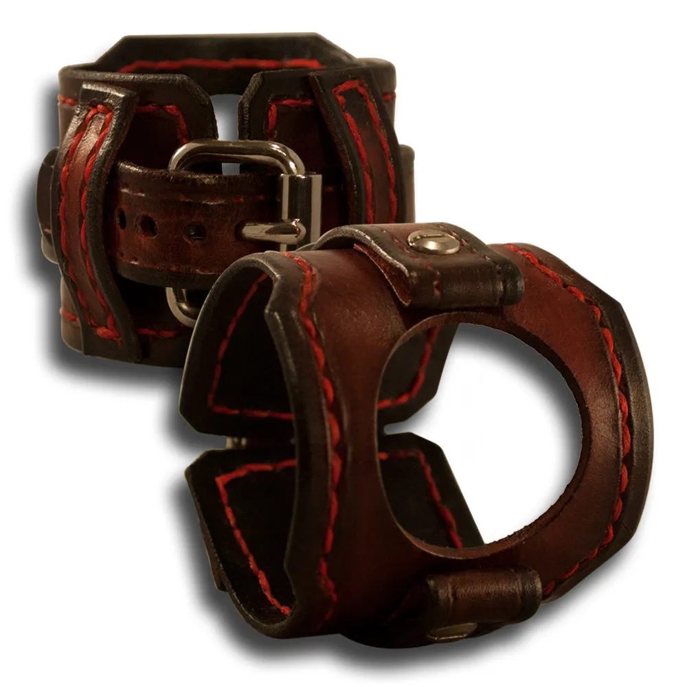 Crimson Stressed Samsung Leather Cuff Watch Band