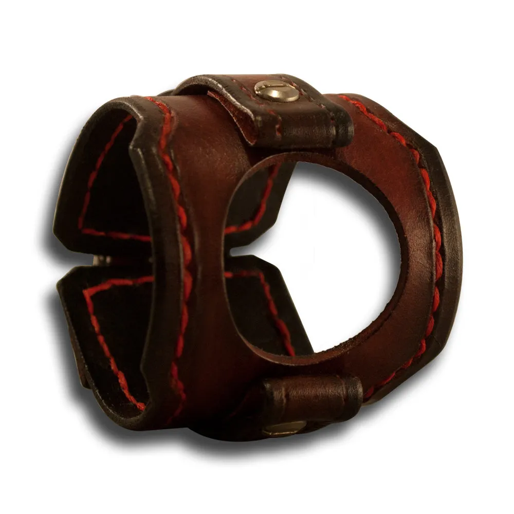 Crimson Stressed Samsung Leather Cuff Watch Band