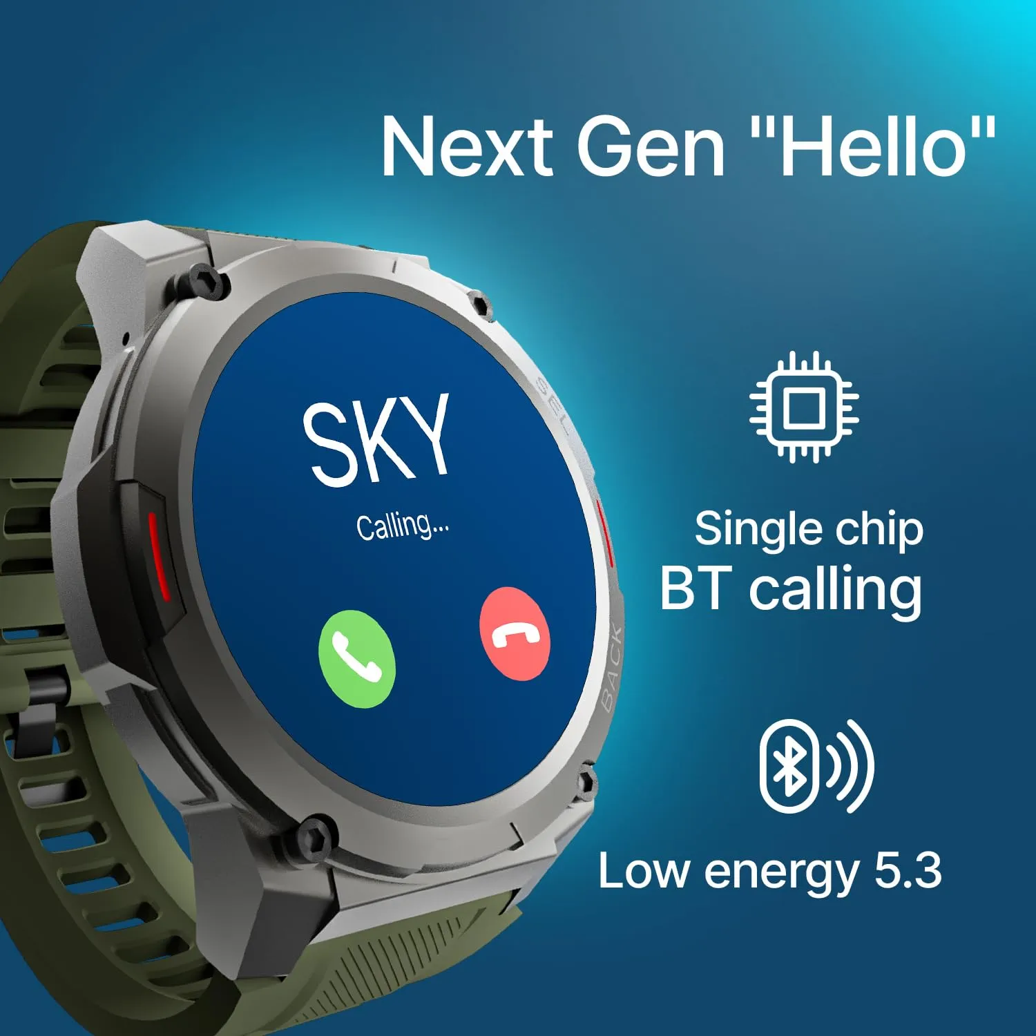 CrossBeats Armour 1.43" Super AMOLED Swimproof Always ON Bluetooth Calling Rugged Outdoor Military Standard Certified, 125  Sports Modes, 15 Day Battery Life Smartwatch for Men (Green)