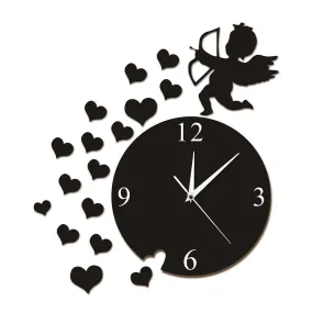 Cupid Arrow Hearts Cherub Angel Wall Art Home Decor Modern Wall Clock Flying Cupid Love Angel Decorative Wall Watch Clock Gift