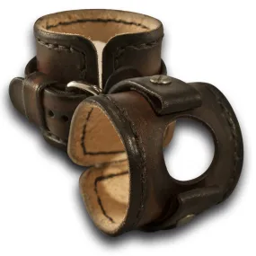 Dark Brown Apple iWatch Leather Cuff Watch Band with Stitching