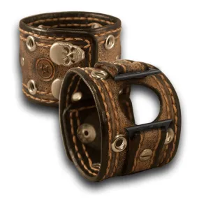 Desert Sand Stressed Apple iWatch Leather Cuff Band with Skull Snaps