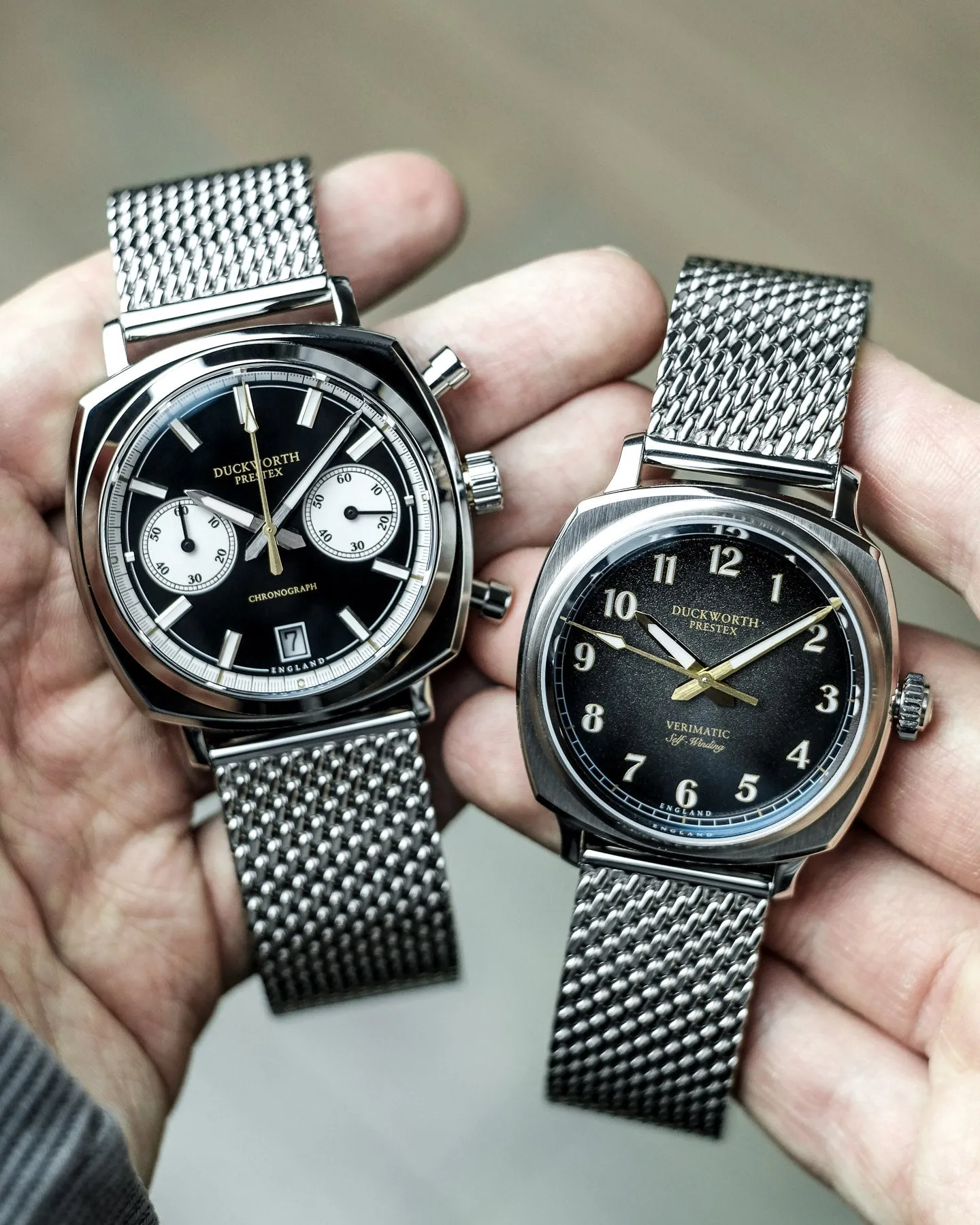 DP Watch Chronograph 42 Black Sunburst Mesh Bracelet