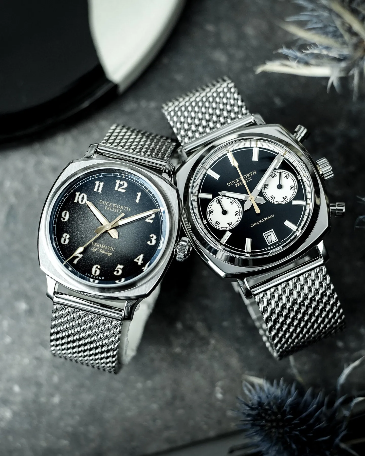 DP Watch Chronograph 42 Black Sunburst Mesh Bracelet