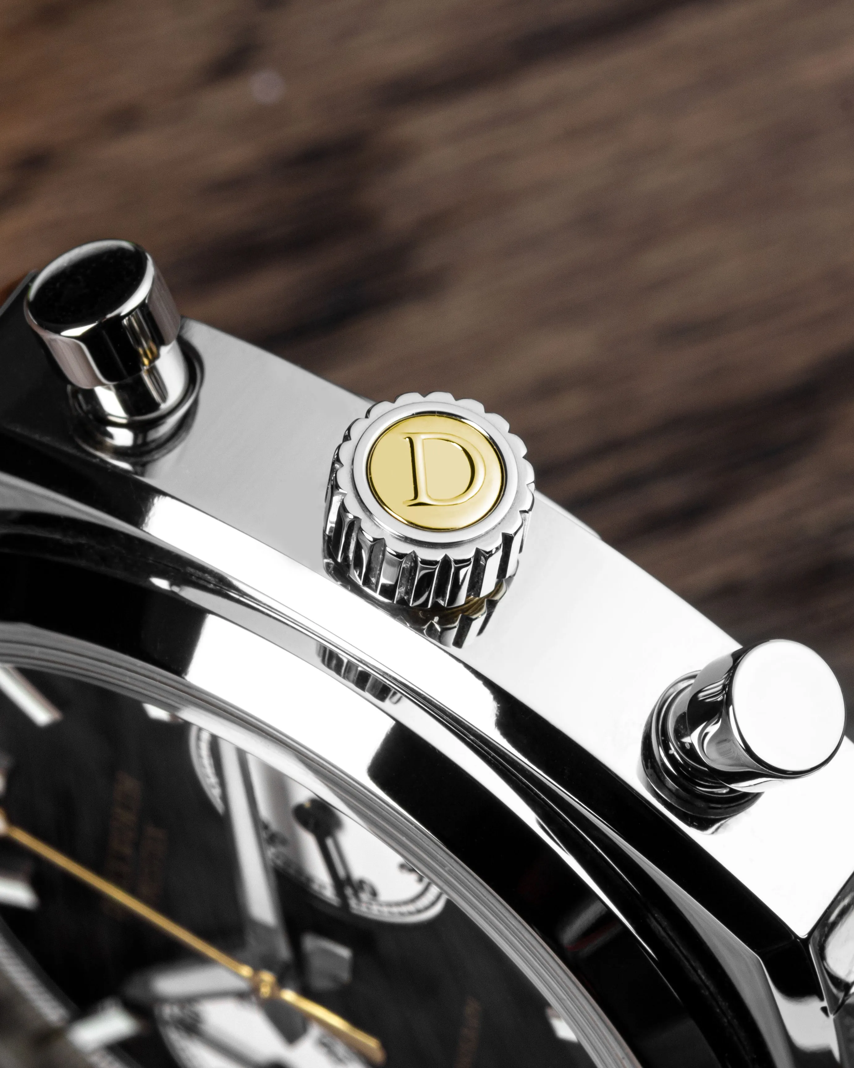 DP Watch Chronograph 42 Black Sunburst Tan Leather