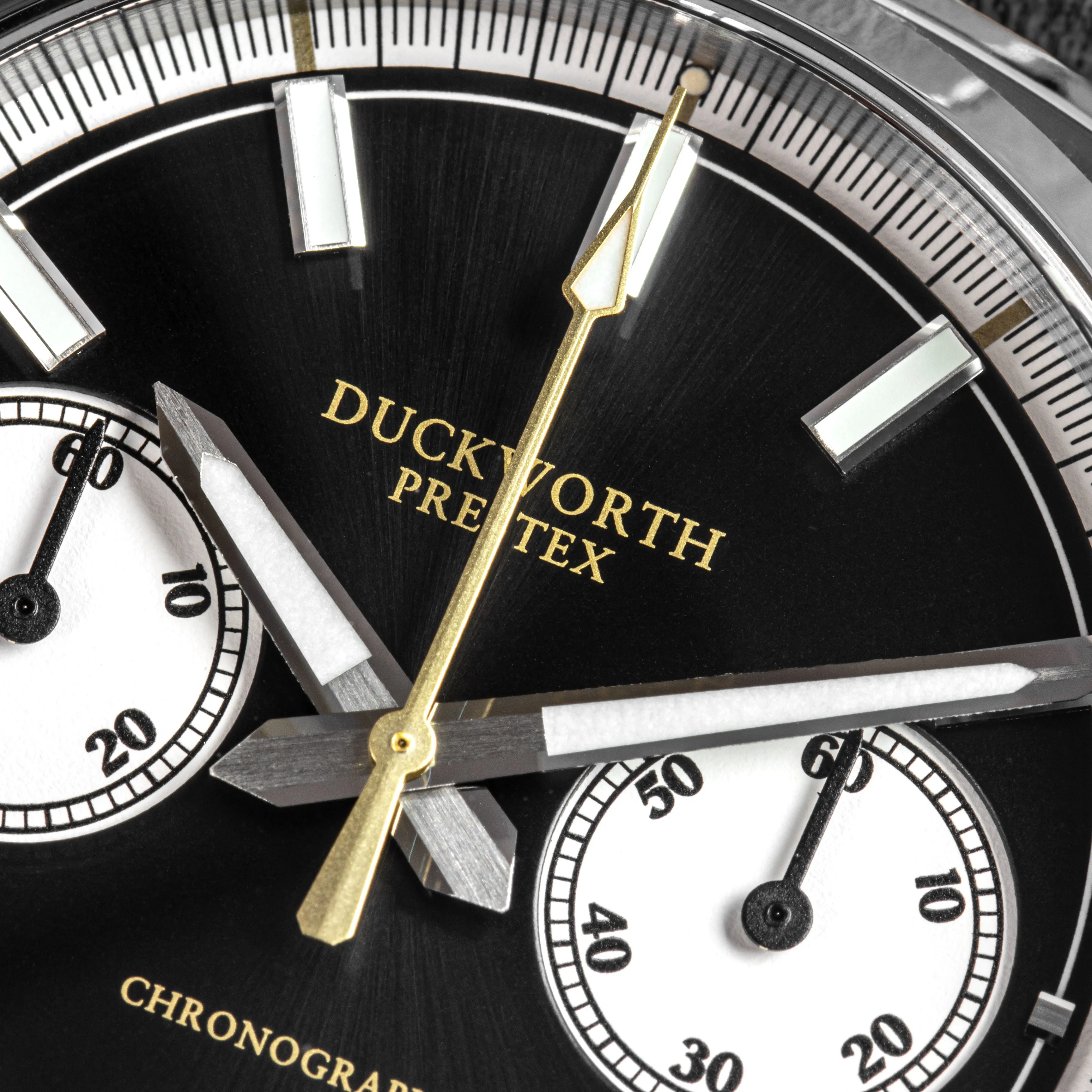 DP Watch Chronograph 42 Black Sunburst Tan Leather