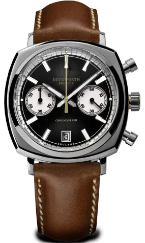 DP Watch Chronograph 42 Black Sunburst Tan Leather