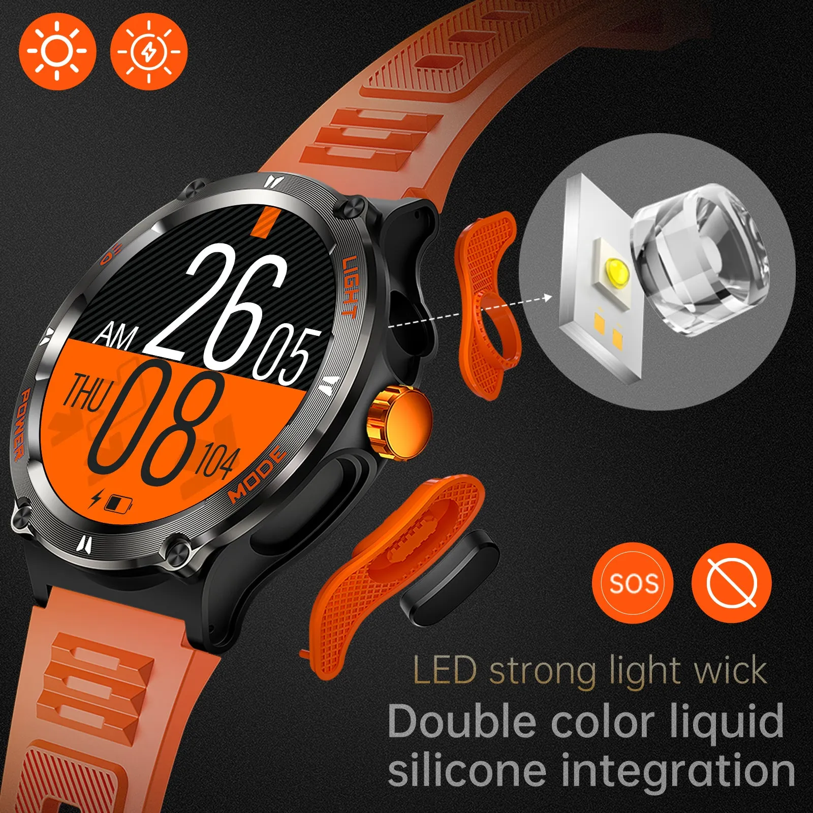 EIGIIS Smart Watches for Men 1.53" HD Screen with LED Flashlight, Outdoor  Smartwatch with Compass 3ATM Waterproof 500mAh Battery Capacity Wireless Call, Massive Dials, Fitness Tracker with Heart Rate Sleep Monitor for iOS & Android