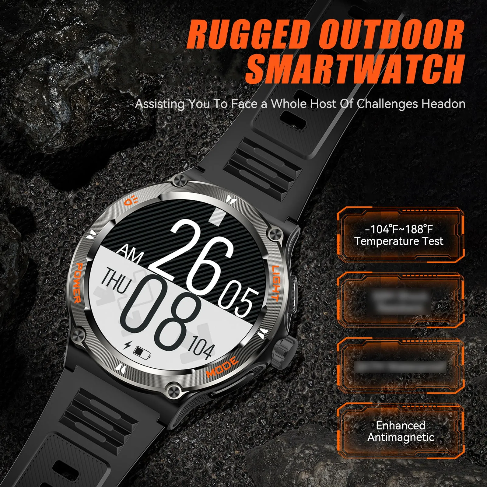 EIGIIS Smart Watches for Men 1.53" HD Screen with LED Flashlight, Outdoor  Smartwatch with Compass 3ATM Waterproof 500mAh Battery Capacity Wireless Call, Massive Dials, Fitness Tracker with Heart Rate Sleep Monitor for iOS & Android