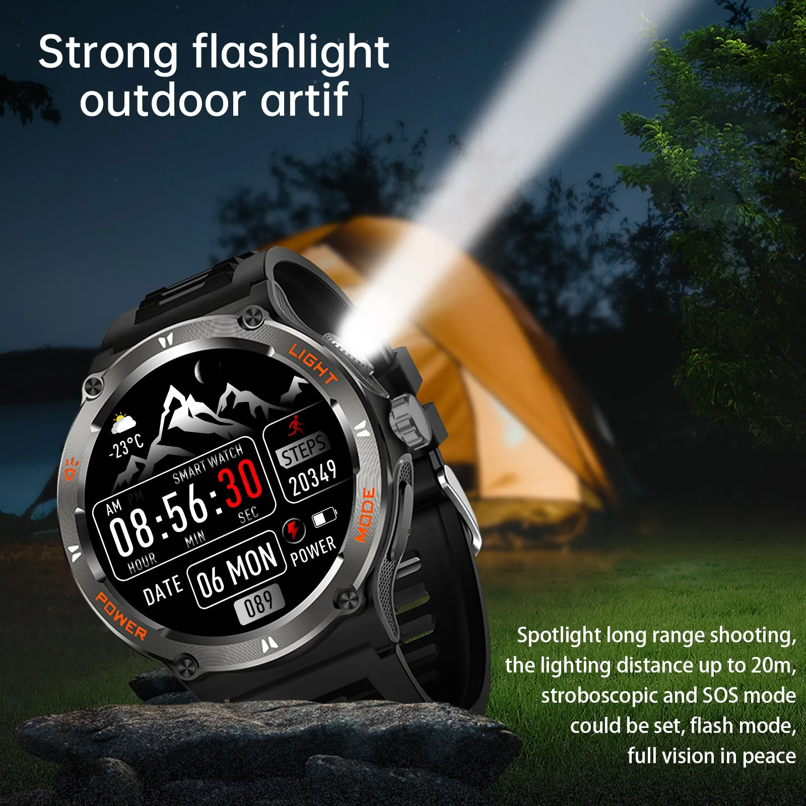 EIGIIS Smart Watches for Men 1.53" HD Screen with LED Flashlight, Outdoor  Smartwatch with Compass 3ATM Waterproof 500mAh Battery Capacity Wireless Call, Massive Dials, Fitness Tracker with Heart Rate Sleep Monitor for iOS & Android