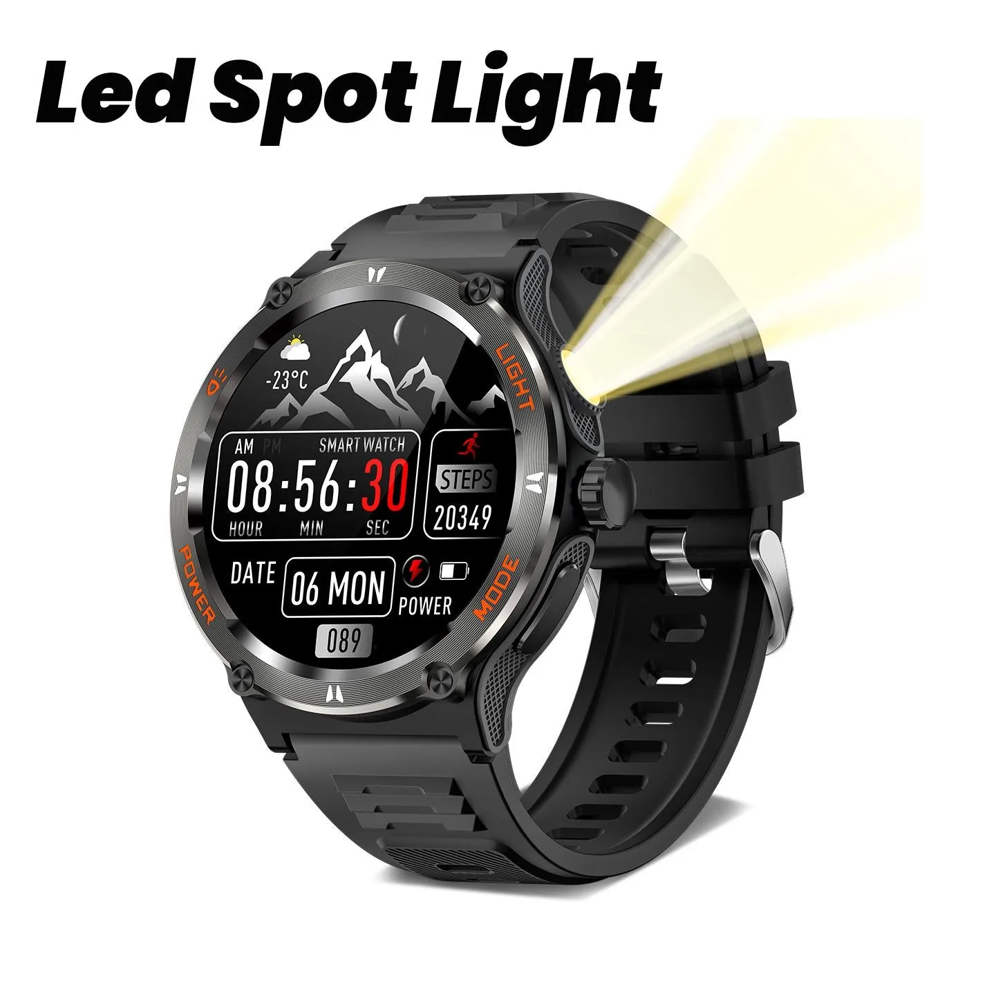 EIGIIS Smart Watches for Men 1.53" HD Screen with LED Flashlight, Outdoor  Smartwatch with Compass 3ATM Waterproof 500mAh Battery Capacity Wireless Call, Massive Dials, Fitness Tracker with Heart Rate Sleep Monitor for iOS & Android