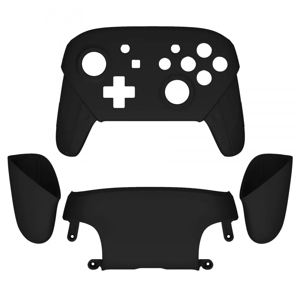 eXtremeRate Black Faceplate Backplate Handles for Nintendo Switch Pro Controller, Soft Touch DIY Replacement Grip Housing Shell Cover for Nintendo Switch Pro - Controller NOT Included - FRP315
