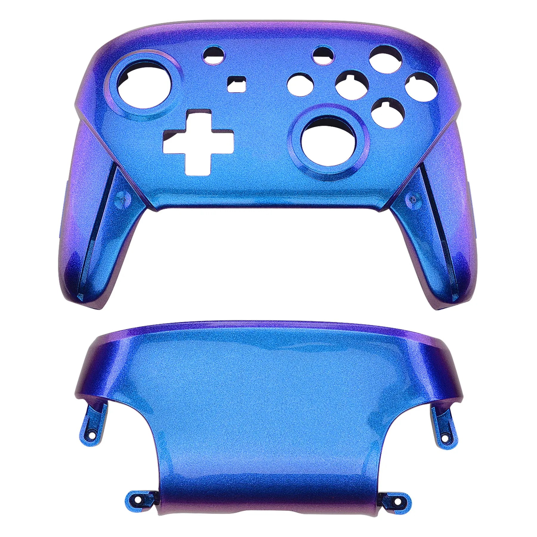 eXtremeRate Chameleon Glossy Faceplate and Backplate for NS Switch Pro Controller, Purple Blue DIY Replacement Shell Housing Case for NS Switch Pro - Controller NOT Included - MRP301