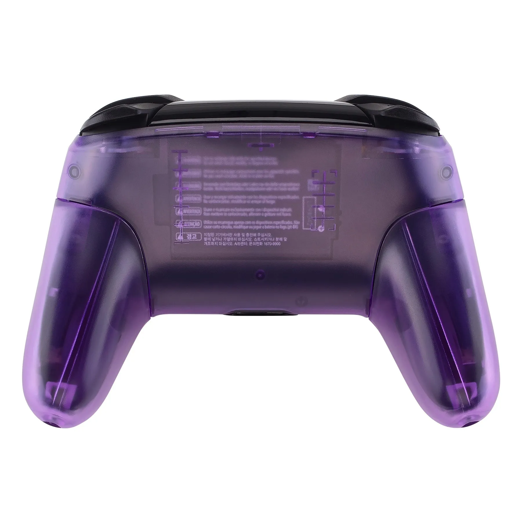 eXtremeRate Clear Atomic Purple Faceplate Backplate Handles for Nintendo Switch Pro Controller, DIY Replacement Grip Housing Shell Cover for Nintendo Switch Pro - Controller NOT Included - FRM505