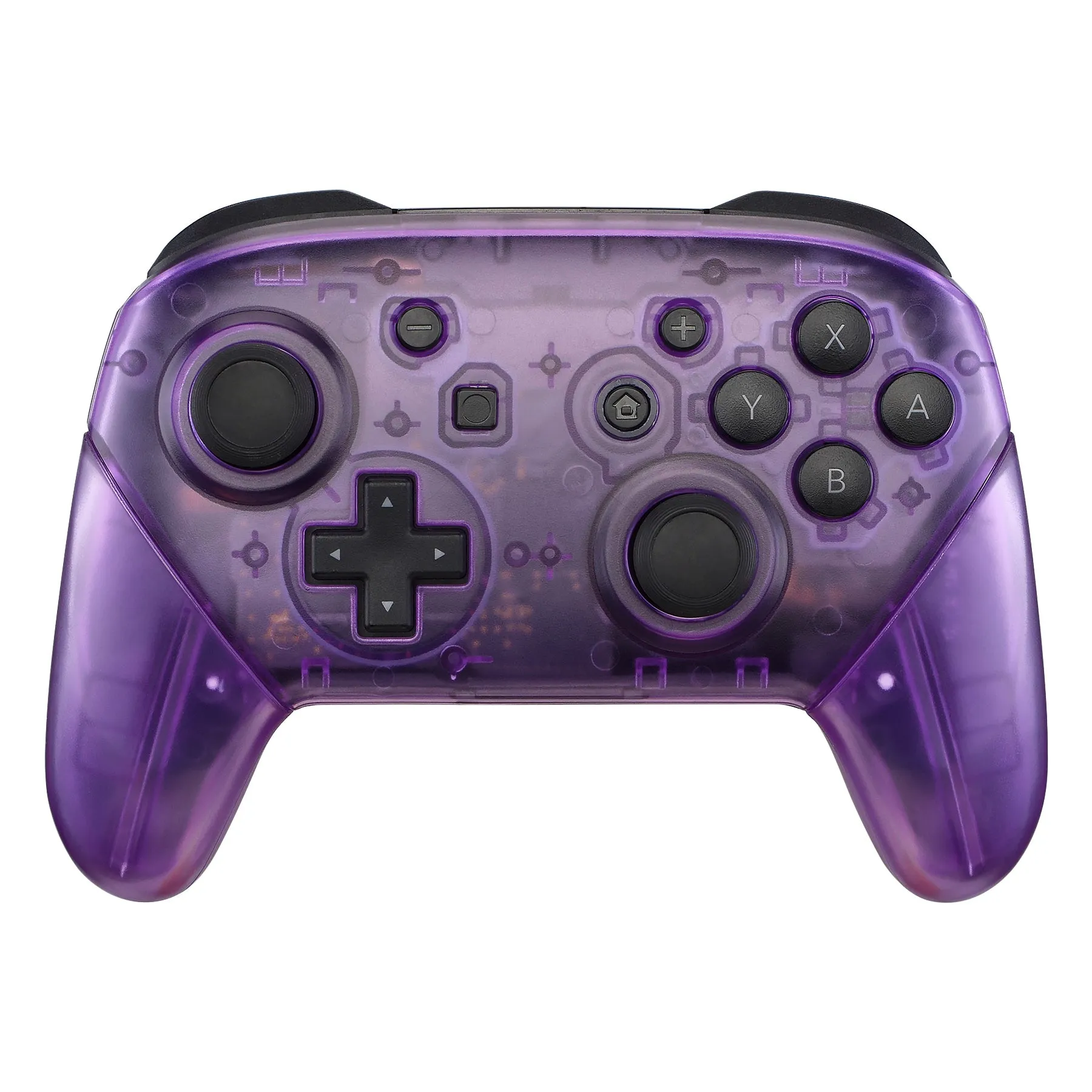 eXtremeRate Clear Atomic Purple Faceplate Backplate Handles for Nintendo Switch Pro Controller, DIY Replacement Grip Housing Shell Cover for Nintendo Switch Pro - Controller NOT Included - FRM505